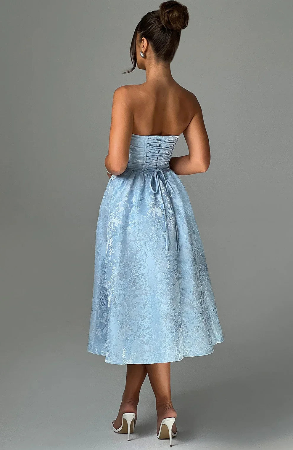 Loura Strapless Jacquard Midi Dress