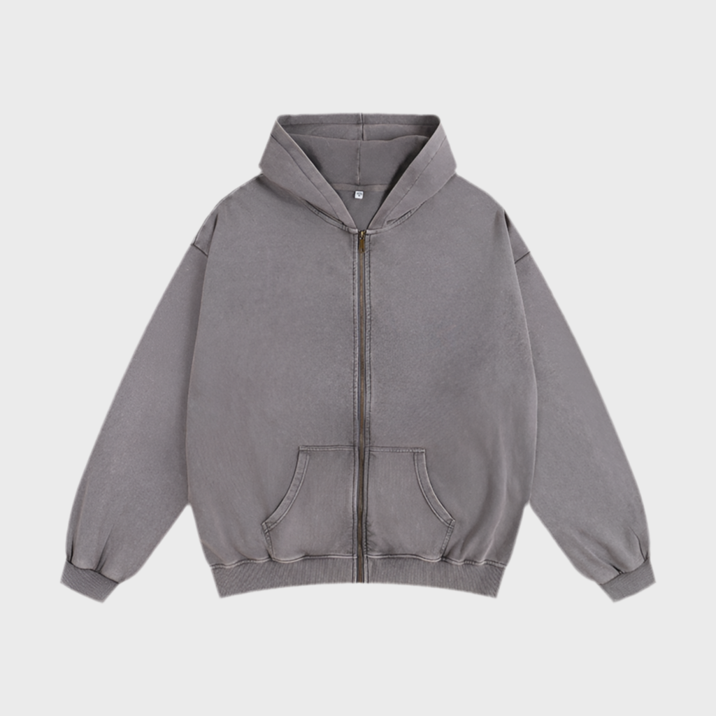 WASHED ZIP HOODIE