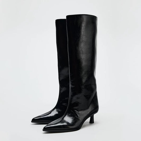 schwarze High-Heeled Stiefel