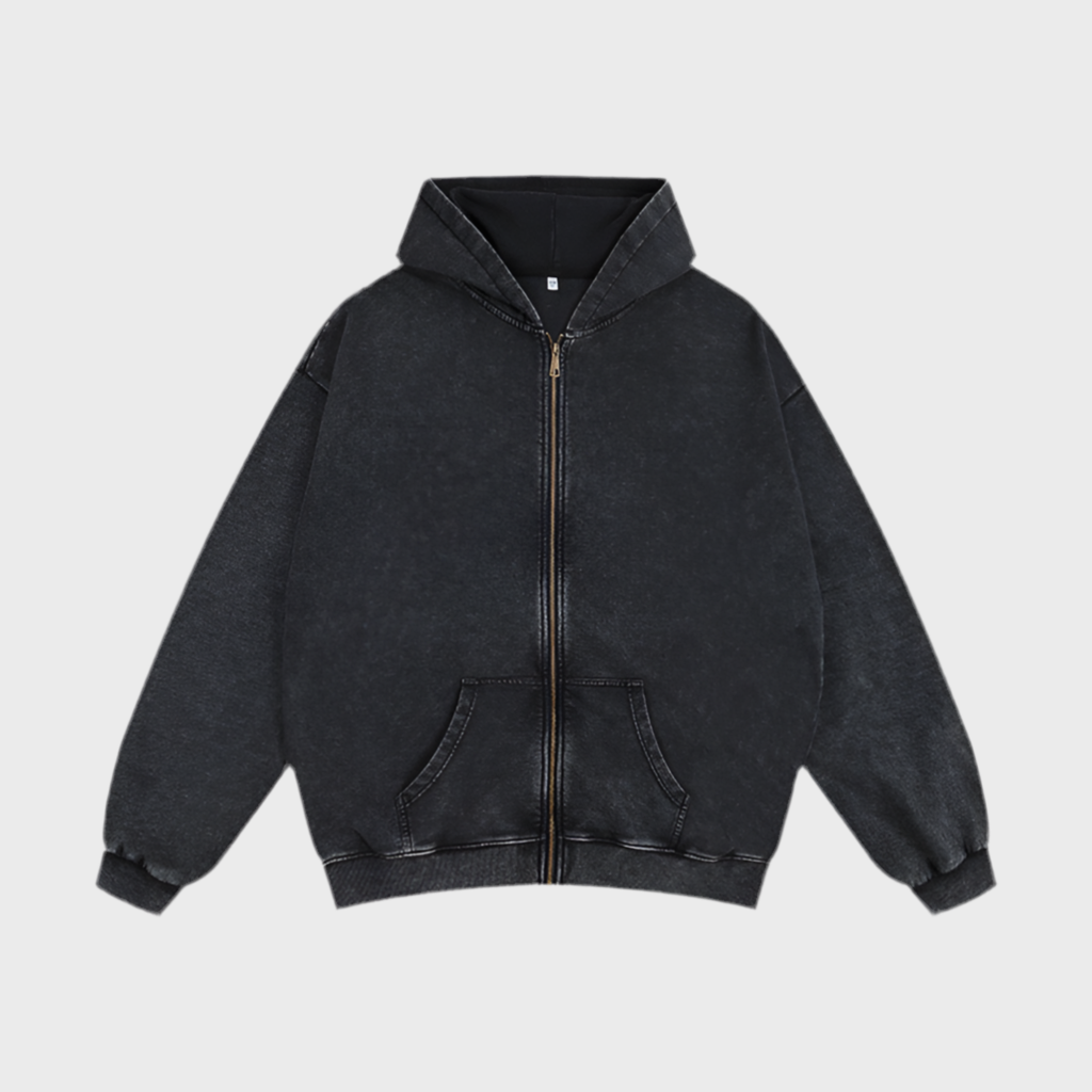 WASHED ZIP HOODIE